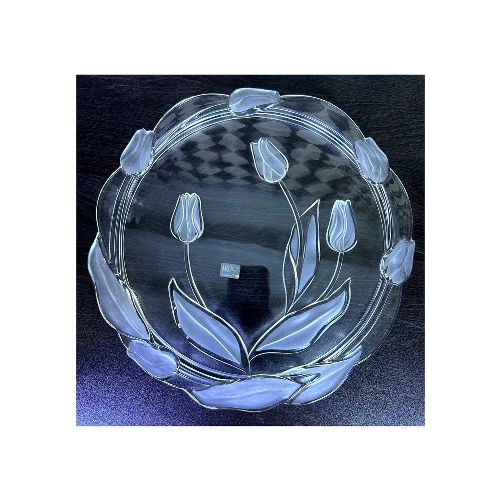 Large Vintage Mikasa Juliana Waltherglass 14" Tulip Glass Serving Platter